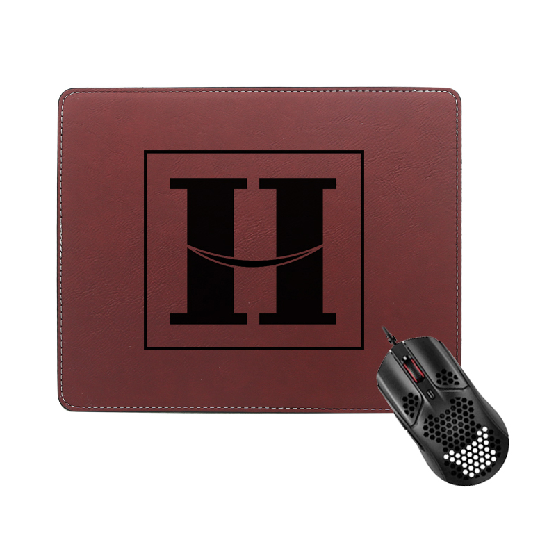 Laserbares rechteckiges Mauspad aus Kunstleder, 25 x 20 cm