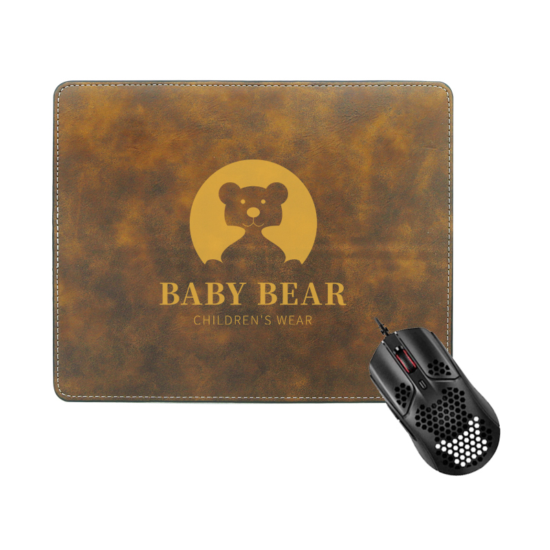 Laserbares rechteckiges Mauspad aus Kunstleder, 25 x 20 cm