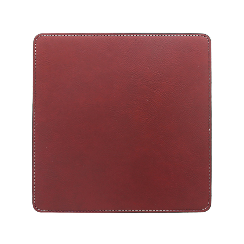 Laserbares quadratisches Mauspad aus Kunstleder, 20 x 20 cm