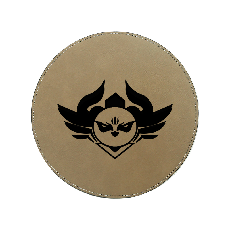 Laserbares rundes Mauspad aus Kunstleder, 20 x 20 cm