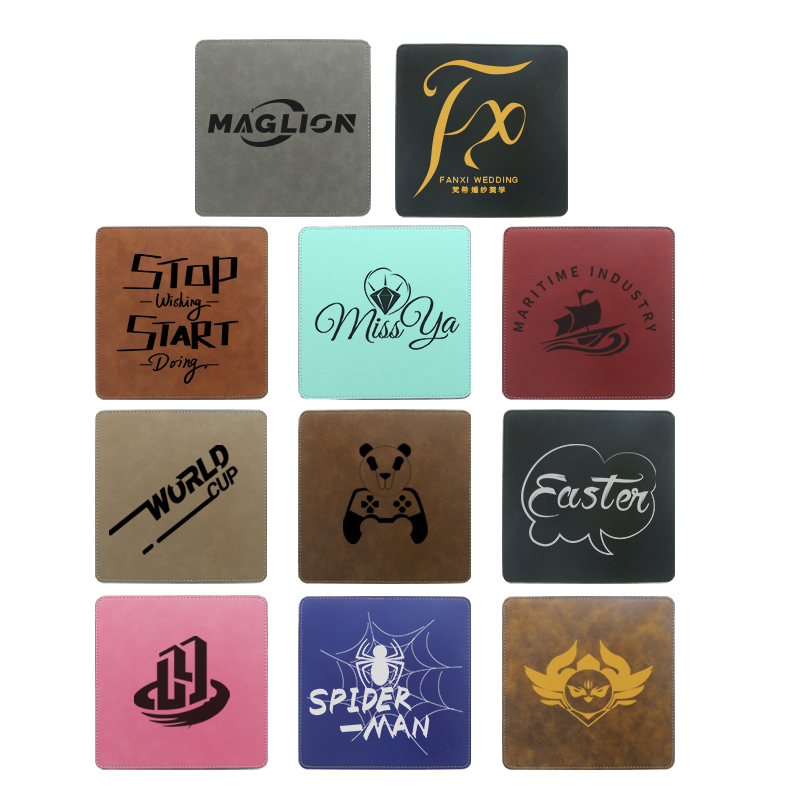 Laserbares quadratisches Mauspad aus Kunstleder, 20 x 20 cm