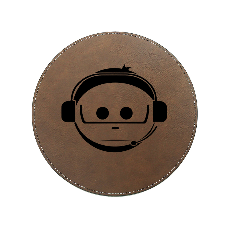 Laserbares rundes Mauspad aus Kunstleder, 20 x 20 cm