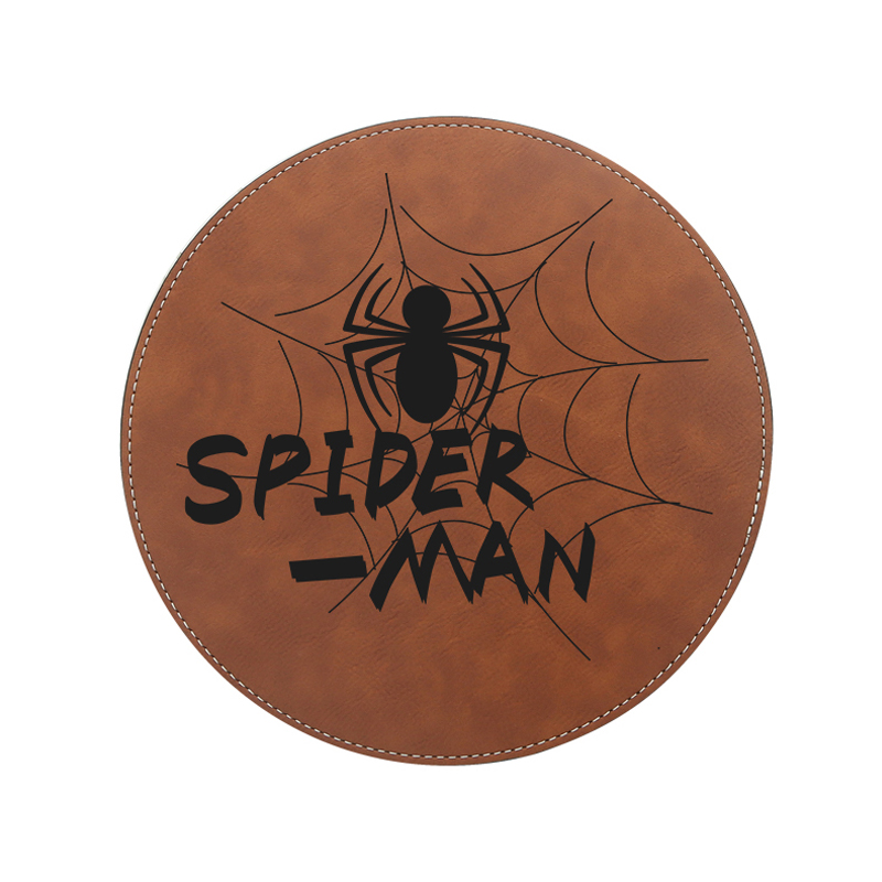 Laserbares rundes Mauspad aus Kunstleder, 20 x 20 cm