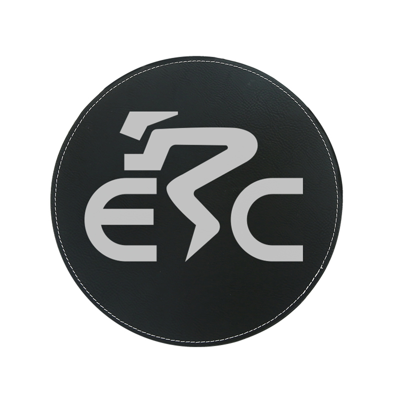 Laserbares rundes Mauspad aus Kunstleder, 20 x 20 cm