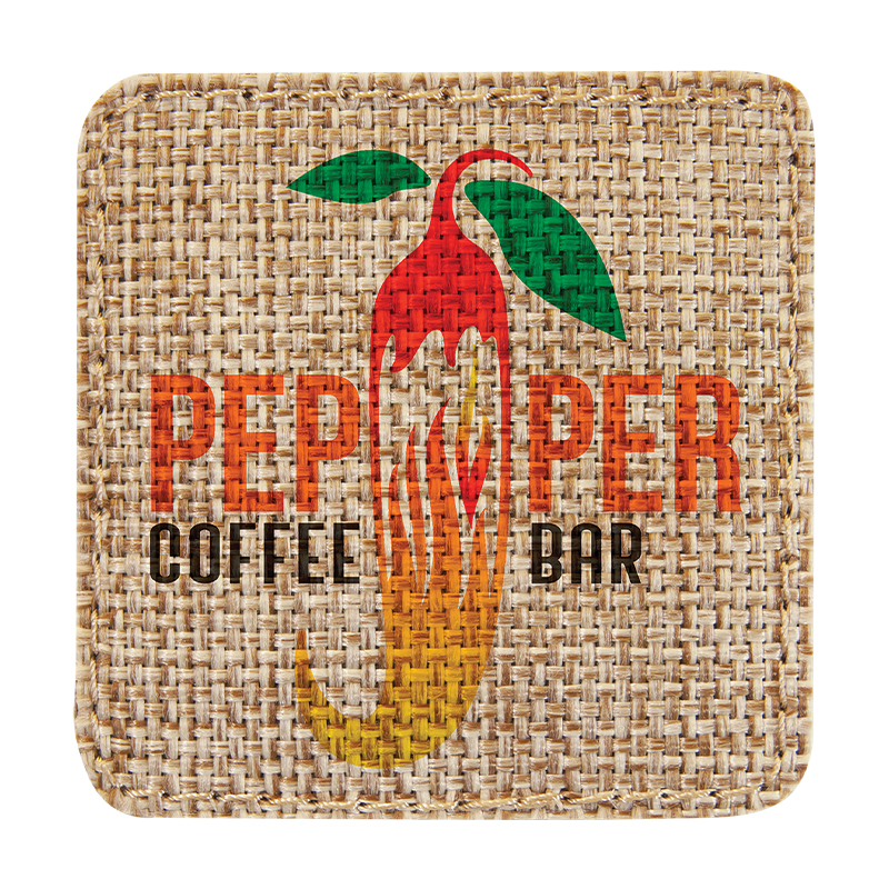 2 1/2' x 2 1/2' quadratischer sublimierbarer Sackleinen-Aufnäher mit Kleber