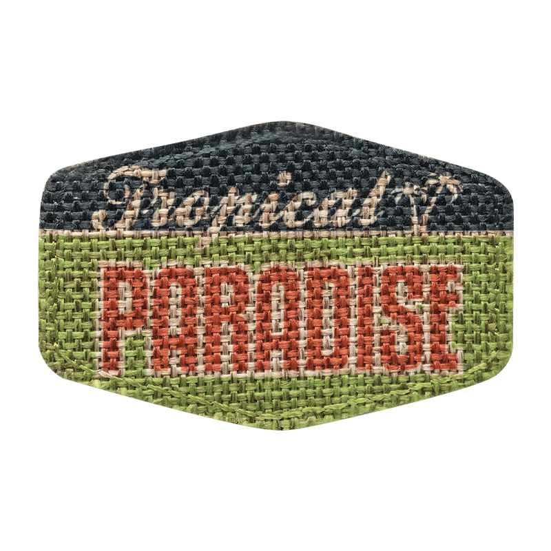 3' x 2' sublimierbarer Sackleinen-Sechskant-Aufnäher mit Kleber