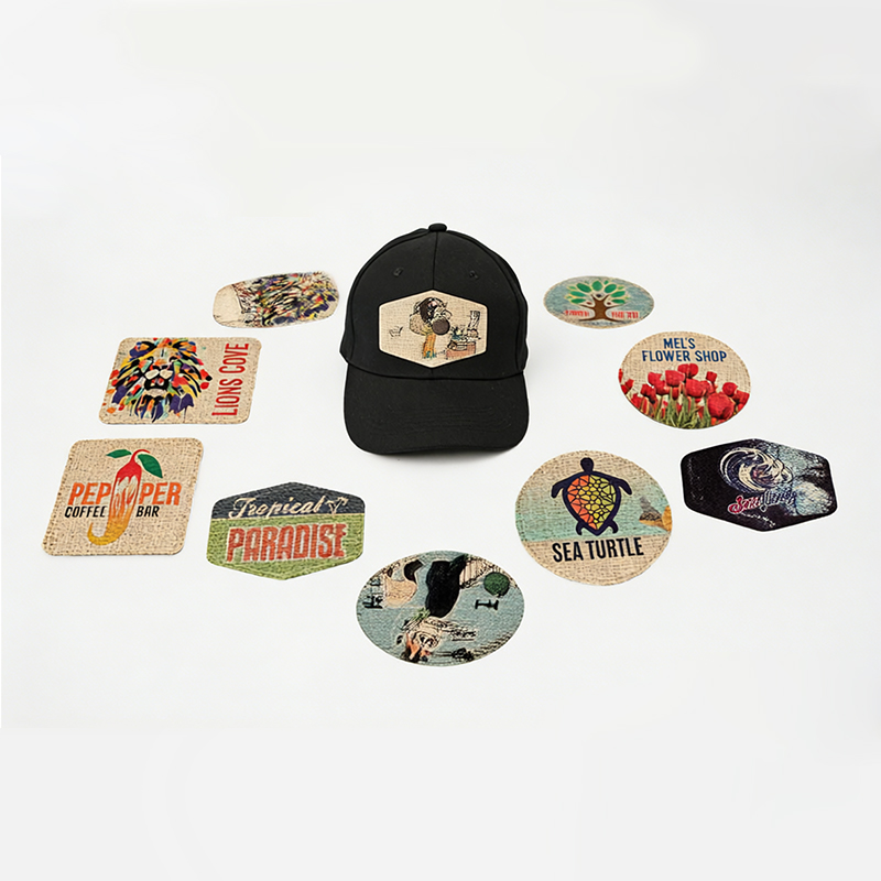 2 1/2' runder sublimierbarer Sackleinen-Aufnäher mit Kleber