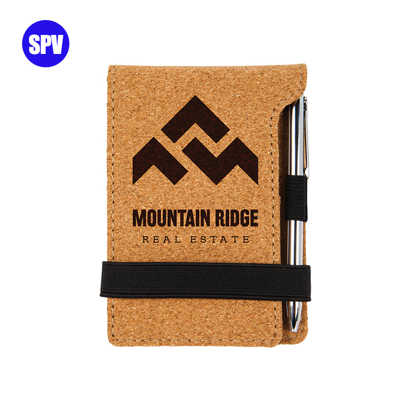 Laserbarer Mini-Notizblock aus Kunstleder mit Stift