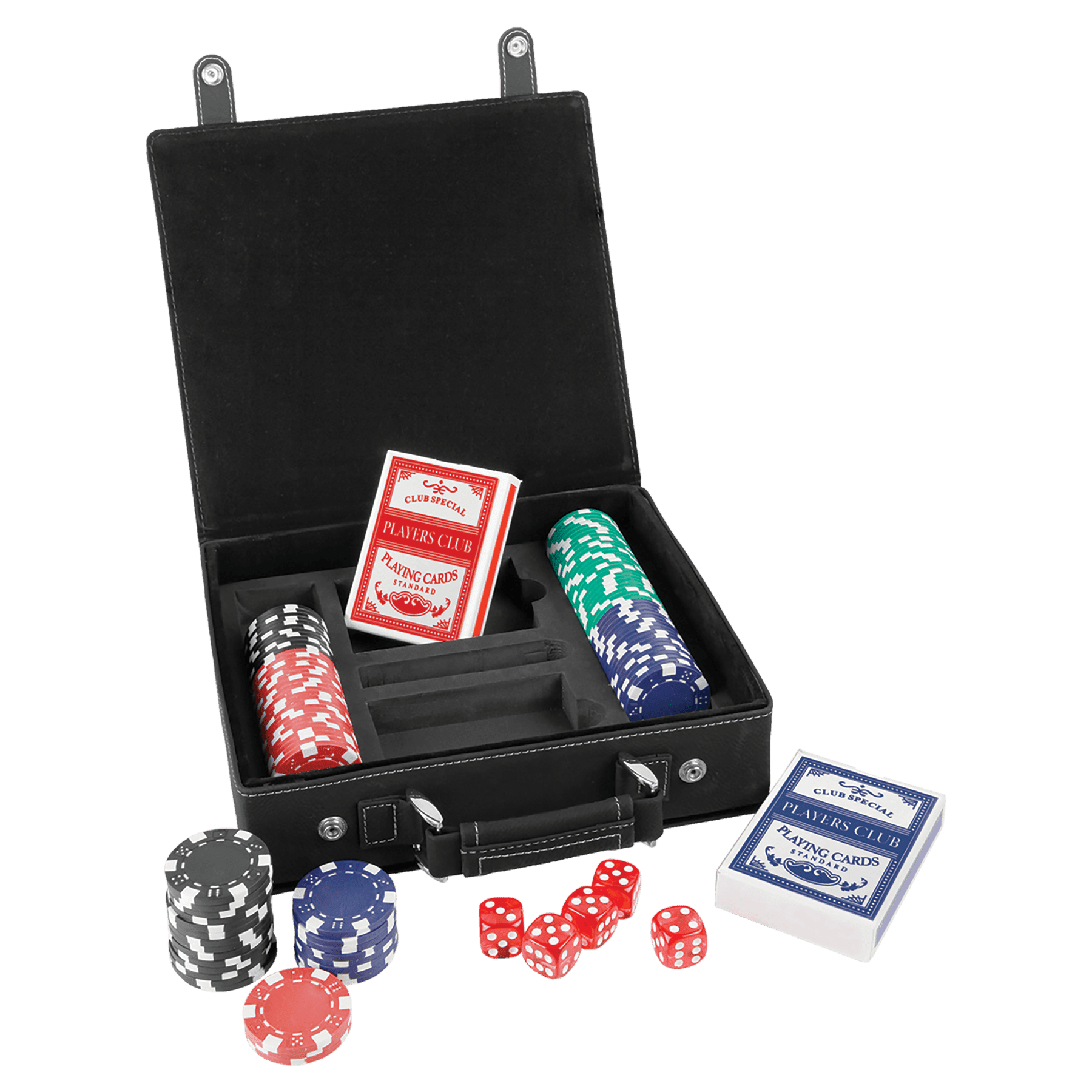Laserbare Poker-, Karten- und Würfelsets aus Kunstleder