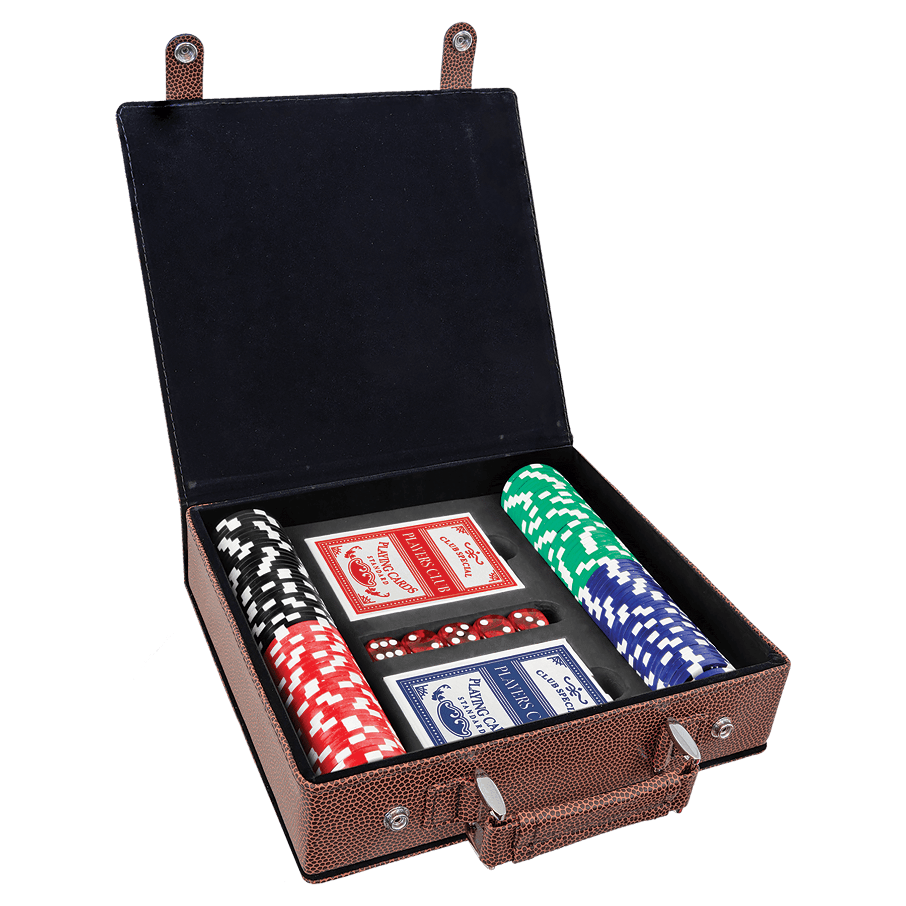 Laserbare Poker-, Karten- und Würfelsets aus Kunstleder