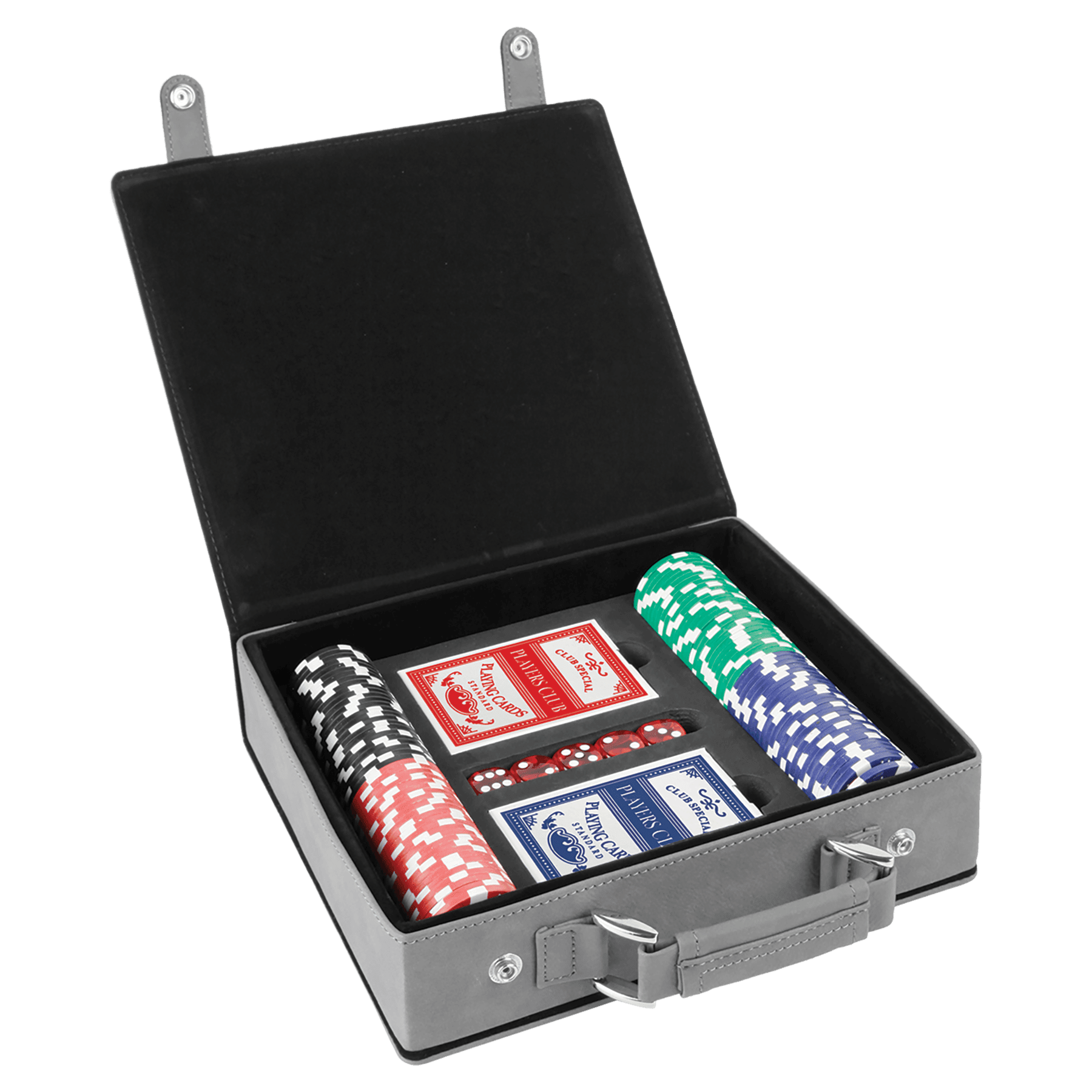 Laserbare Poker-, Karten- und Würfelsets aus Kunstleder