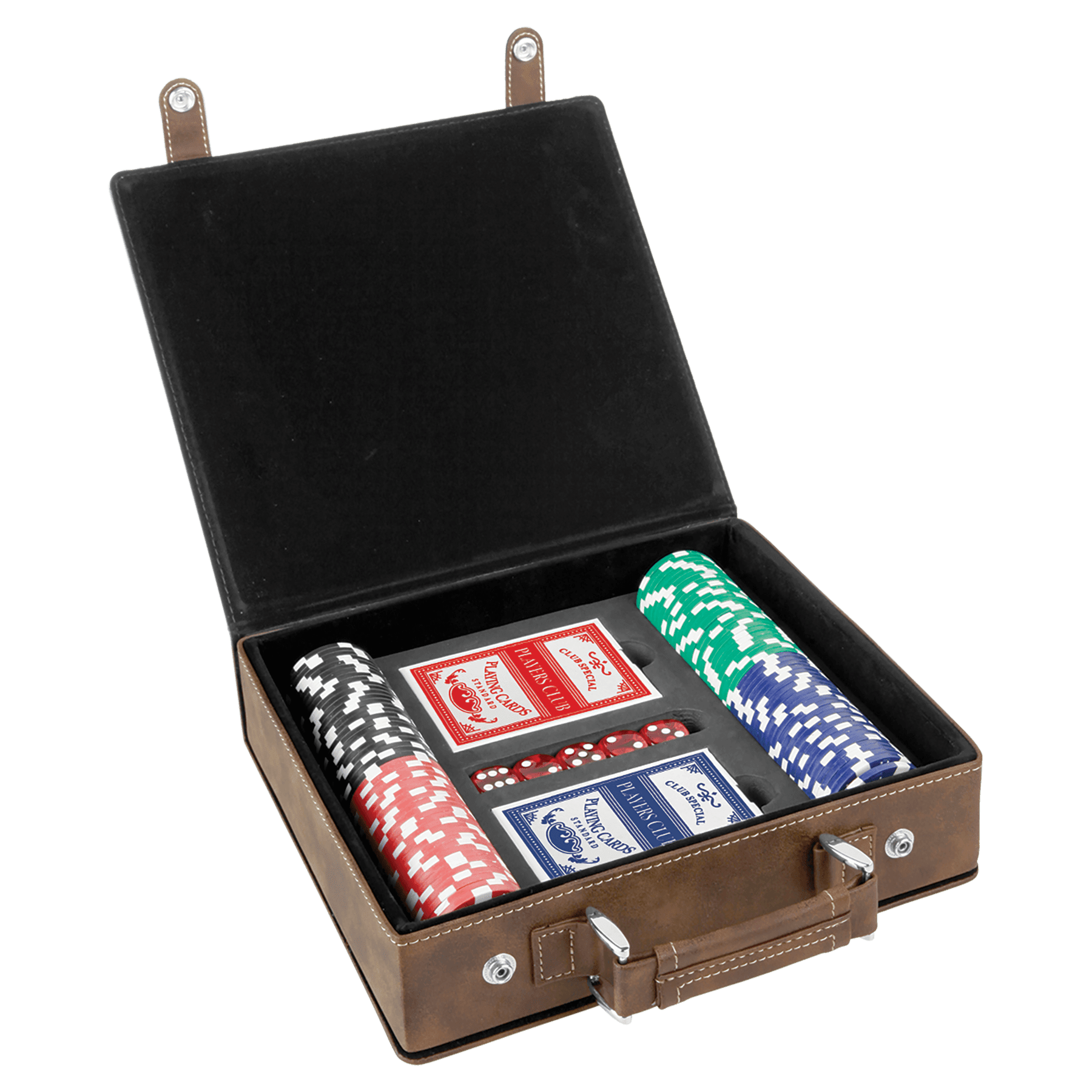 Laserbare Poker-, Karten- und Würfelsets aus Kunstleder