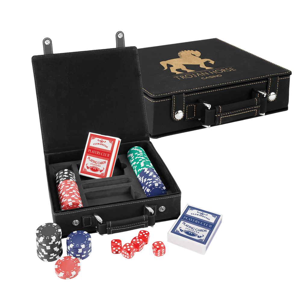 Laserbare Poker-, Karten- und Würfelsets aus Kunstleder