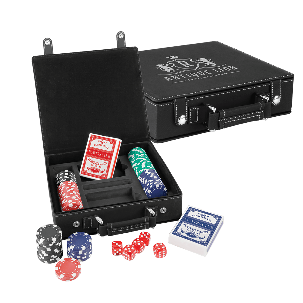 Laserbare Poker-, Karten- und Würfelsets aus Kunstleder