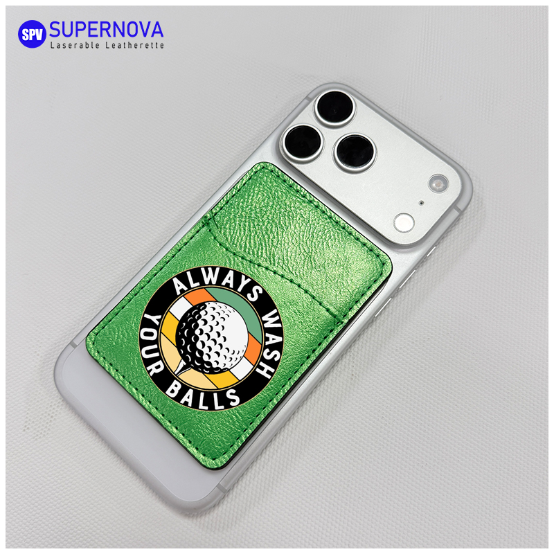 Laserbarer Telefonkartenhalter aus Kunstleder mit Magnet