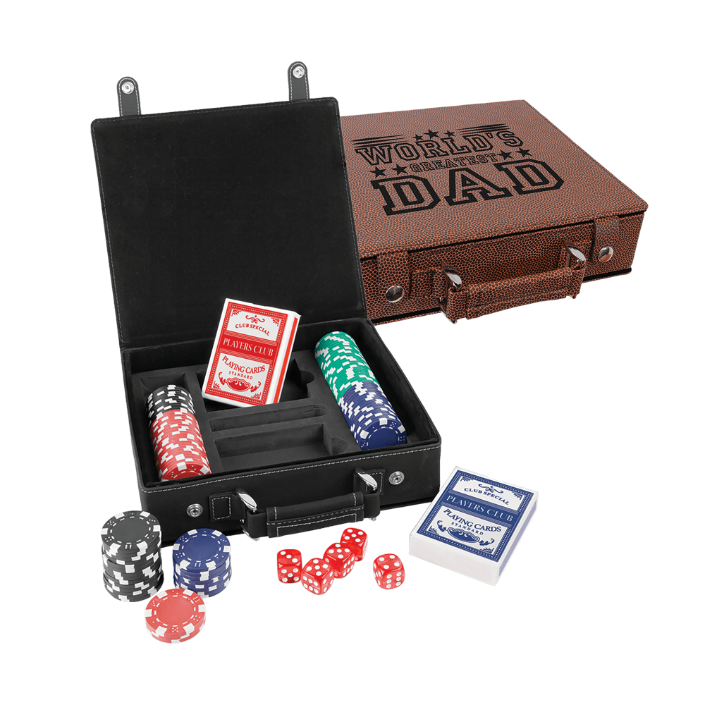 Laserbare Poker-, Karten- und Würfelsets aus Kunstleder