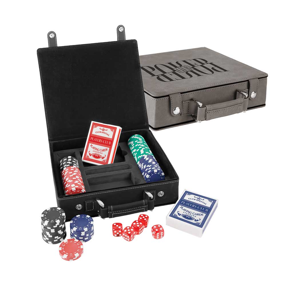 Laserbare Poker-, Karten- und Würfelsets aus Kunstleder