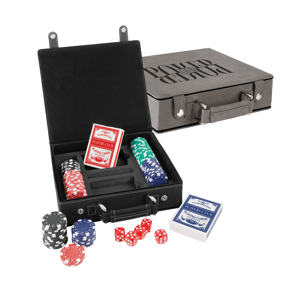 Laserbare Poker-, Karten- und Würfelsets aus Kunstleder