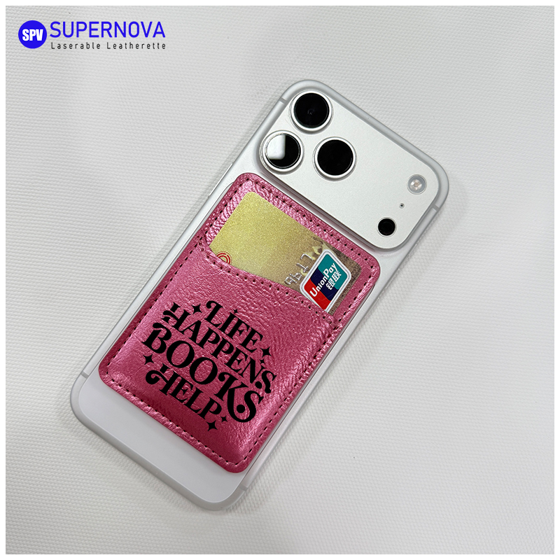 Laserbarer Telefonkartenhalter aus Kunstleder mit Magnet