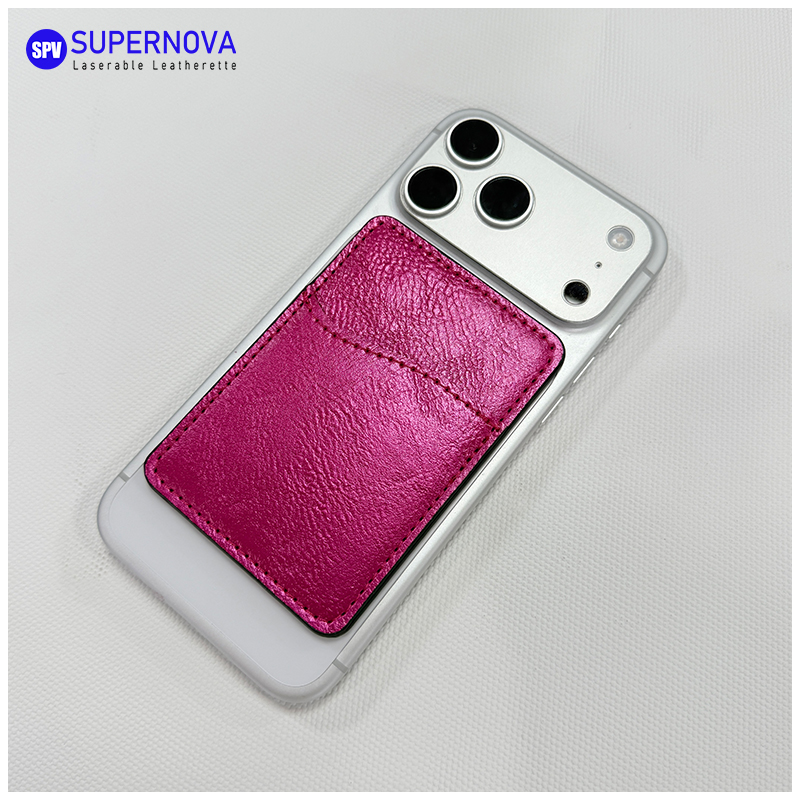 Laserbarer Telefonkartenhalter aus Kunstleder mit Magnet