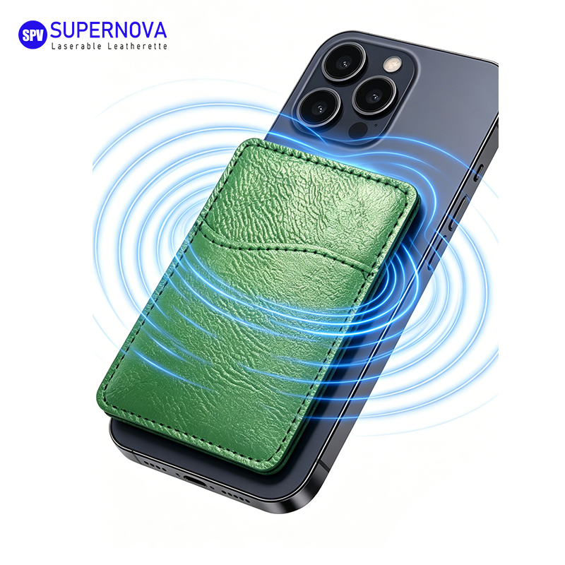Laserbarer Telefonkartenhalter aus Kunstleder mit Magnet