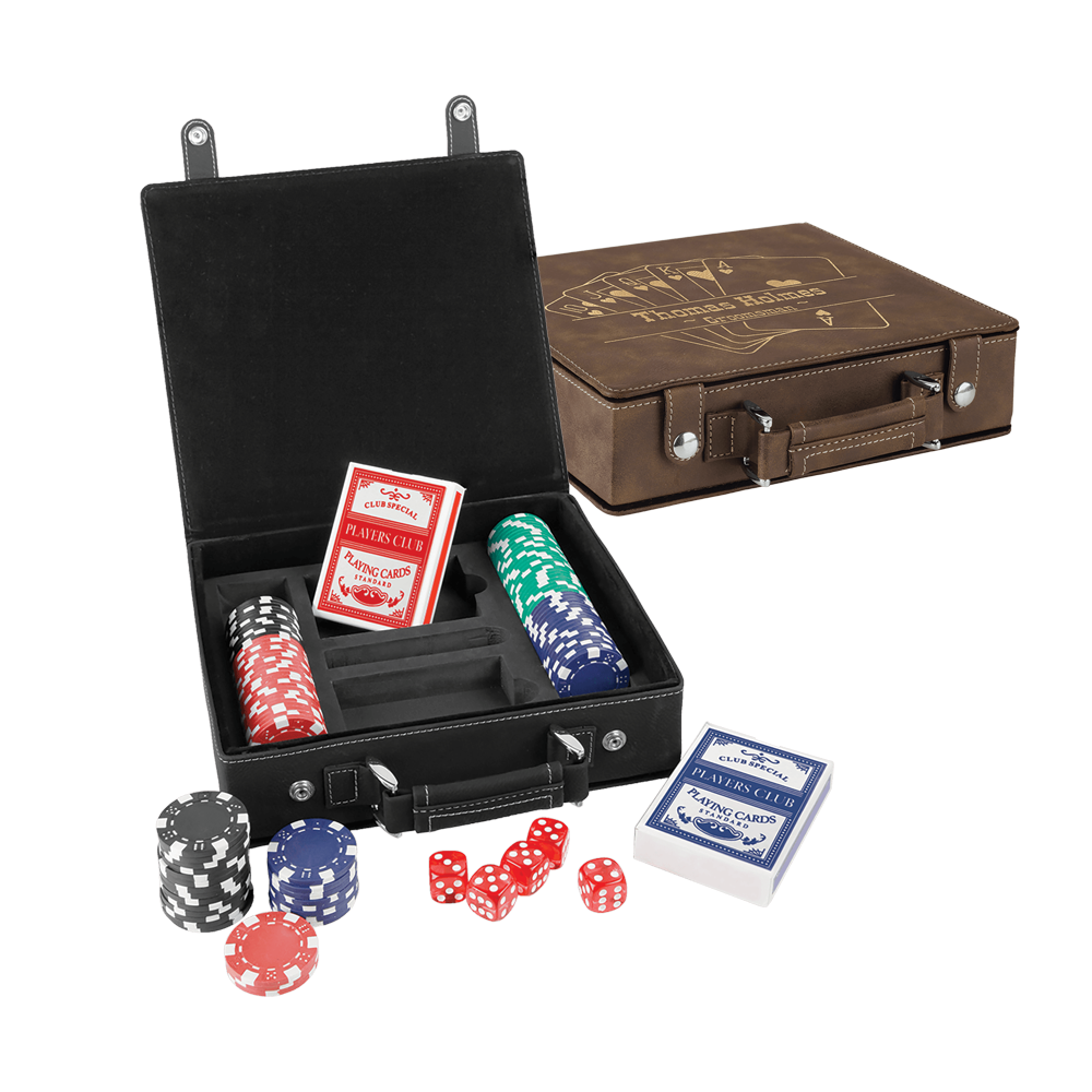 Laserbare Poker-, Karten- und Würfelsets aus Kunstleder