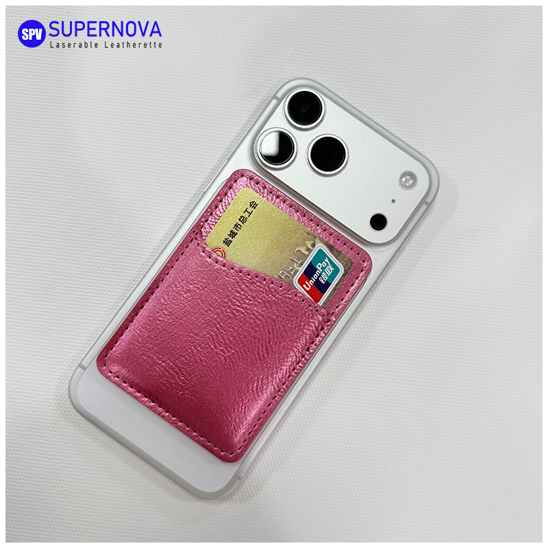 Laserbarer Telefonkartenhalter aus Kunstleder mit Magnet