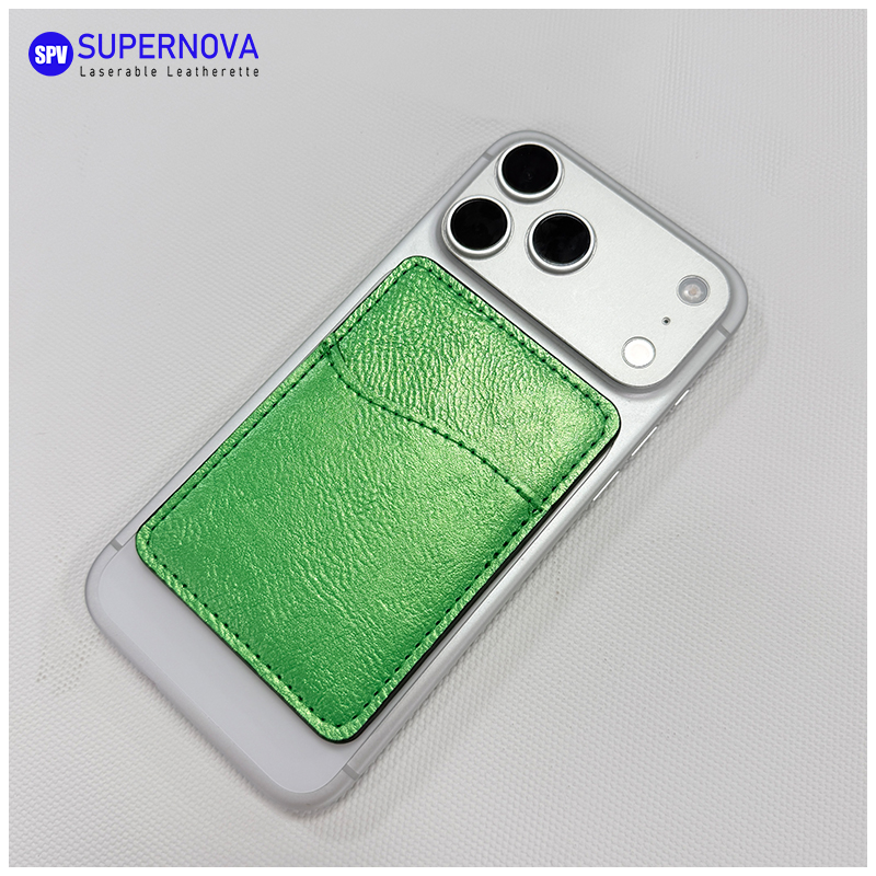 Laserbarer Telefonkartenhalter aus Kunstleder mit Magnet