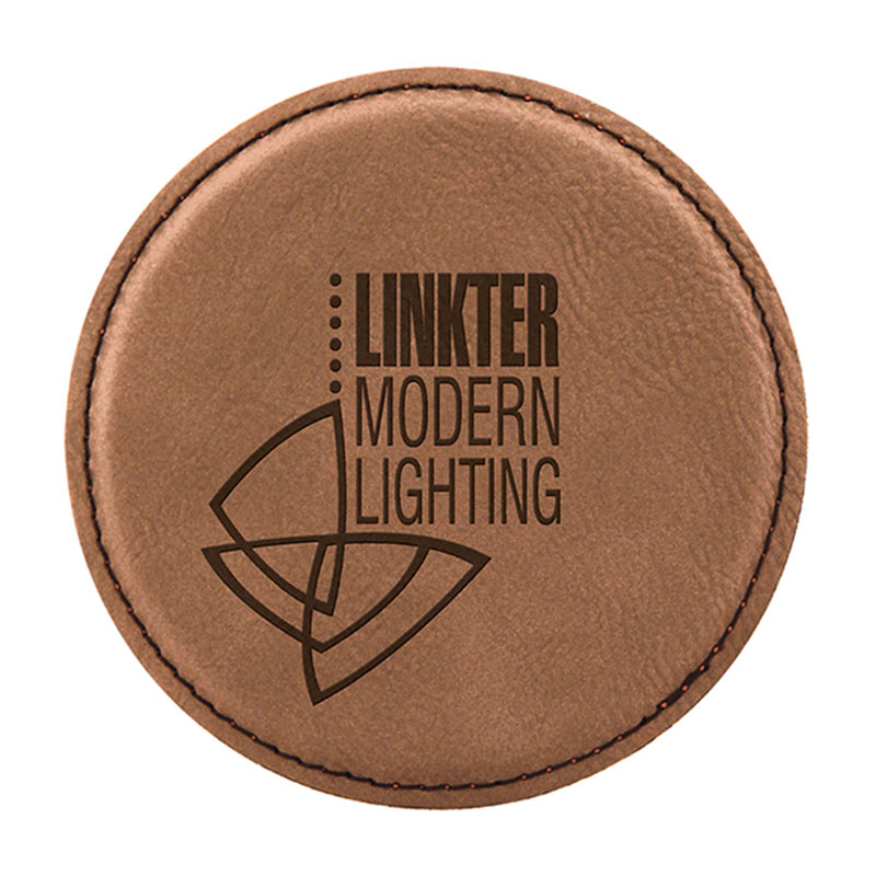 Laserbares rundes 6-Untersetzer-Set aus Kunstleder Laserbares rundes 6-Untersetzer-Set aus Kunstleder