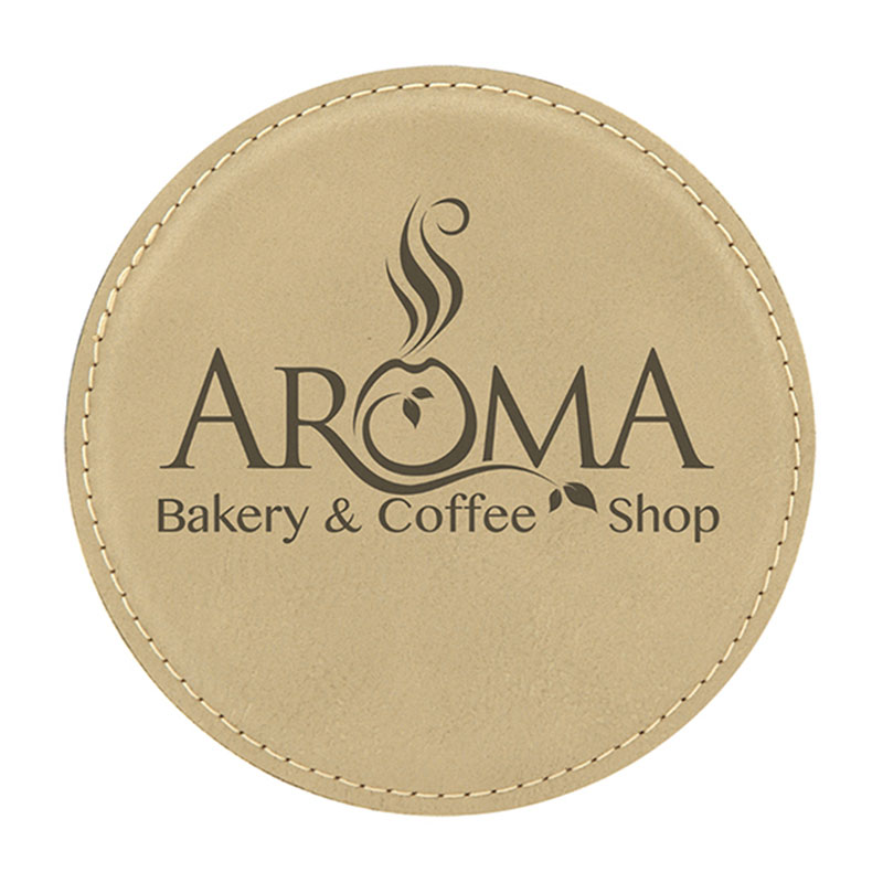 Laserbares rundes 6-Untersetzer-Set aus Kunstleder Laserbares rundes 6-Untersetzer-Set aus Kunstleder