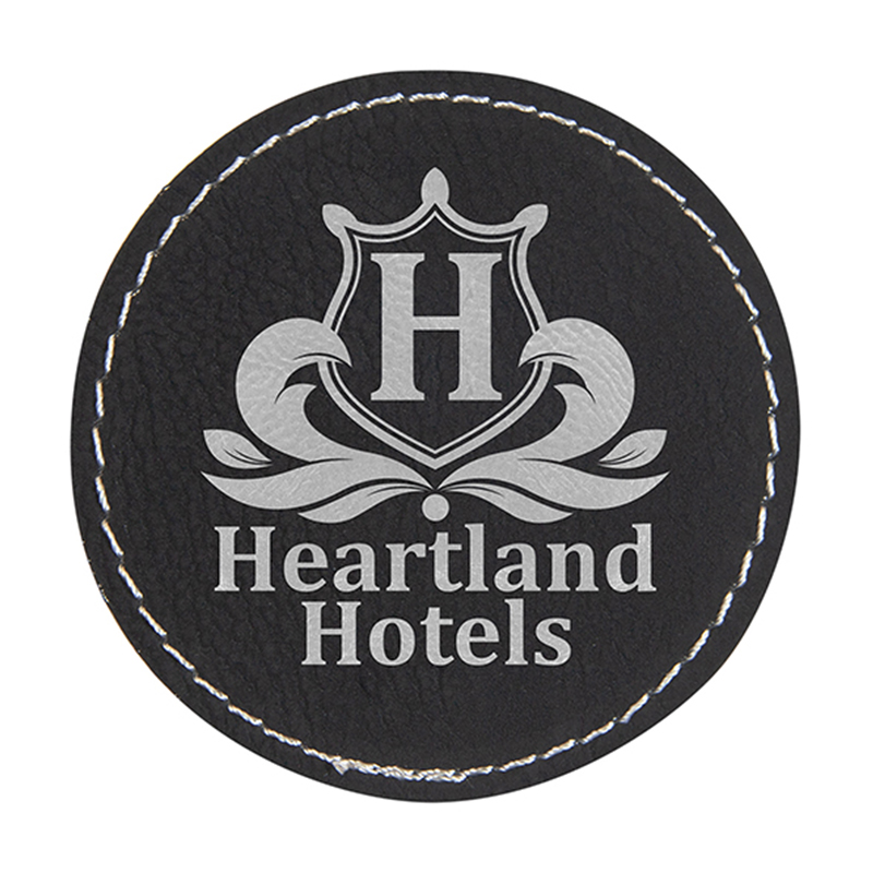 Laserbares rundes 6-Untersetzer-Set aus Kunstleder Laserbares rundes 6-Untersetzer-Set aus Kunstleder