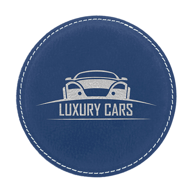 Laserbares rundes 6-Untersetzer-Set aus Kunstleder Laserbares rundes 6-Untersetzer-Set aus Kunstleder