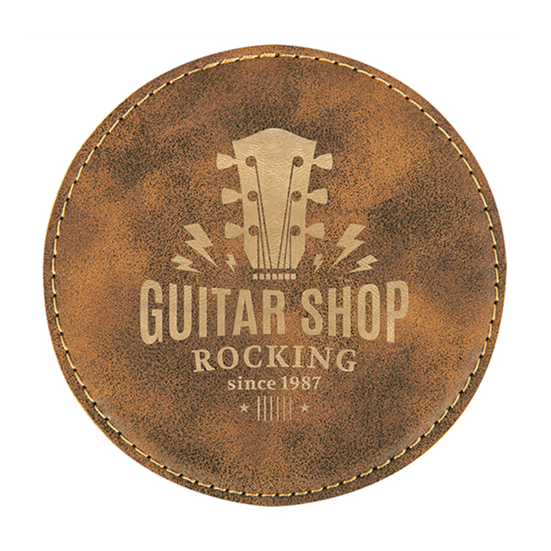 Laserbares rundes 6-Untersetzer-Set aus Kunstleder Laserbares rundes 6-Untersetzer-Set aus Kunstleder