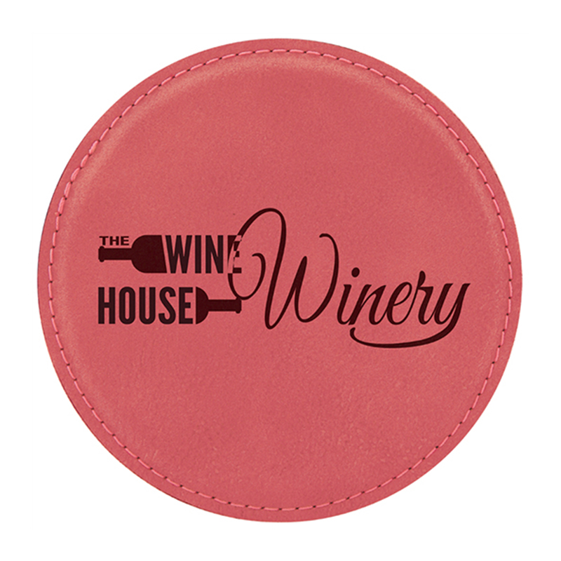 Laserbares rundes 6-Untersetzer-Set aus Kunstleder Laserbares rundes 6-Untersetzer-Set aus Kunstleder