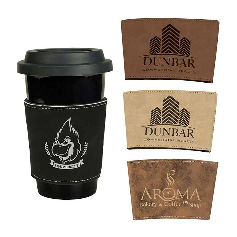 Lasierbare Kunstleder-Tassenhülle Lasierbare Kunstleder-Tassenhülle