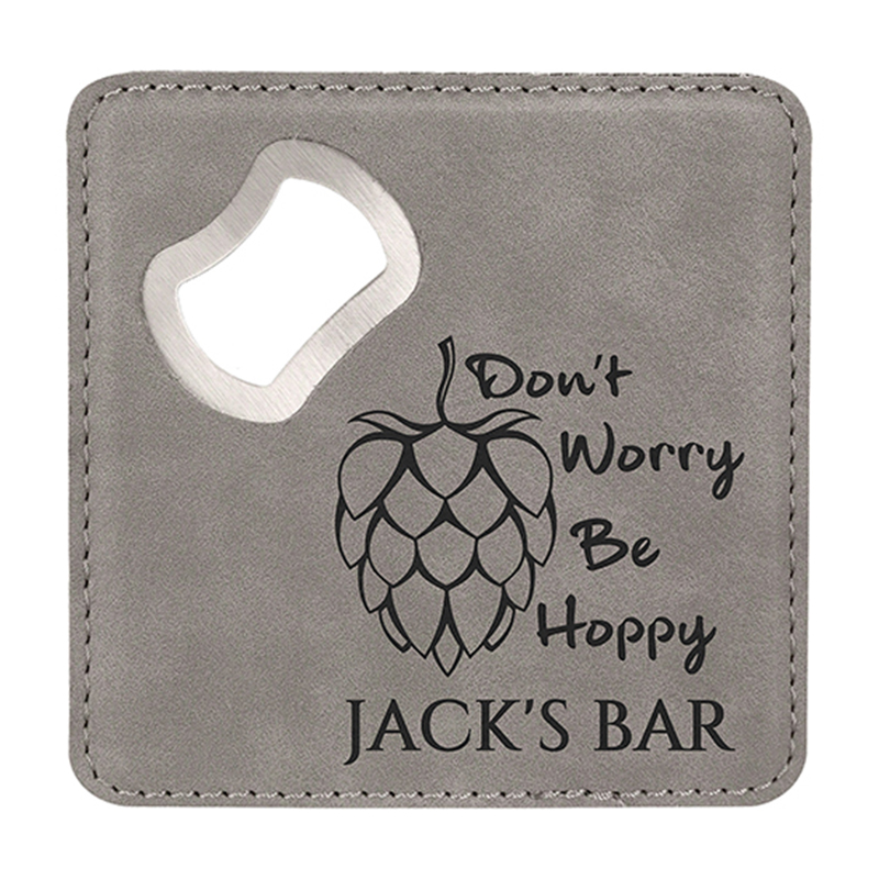 Quadratische, laserbare Untersetzer zum Öffnen von Kunstlederflaschen Quadratische, laserbare Untersetzer zum Öffnen von Kunstlederflaschen