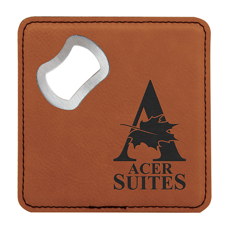 Quadratische, laserbare Untersetzer zum Öffnen von Kunstlederflaschen Quadratische, laserbare Untersetzer zum Öffnen von Kunstlederflaschen