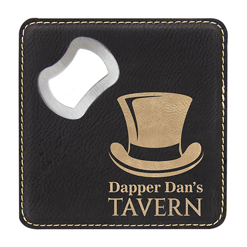 Quadratische, laserbare Untersetzer zum Öffnen von Kunstlederflaschen Quadratische, laserbare Untersetzer zum Öffnen von Kunstlederflaschen