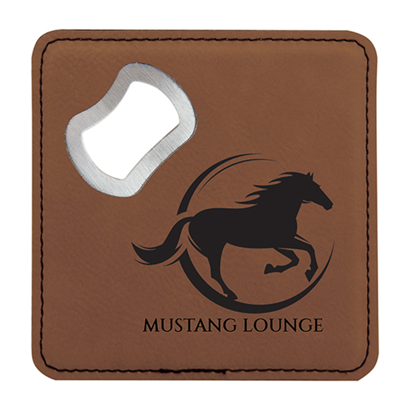 Quadratische, laserbare Untersetzer zum Öffnen von Kunstlederflaschen Quadratische, laserbare Untersetzer zum Öffnen von Kunstlederflaschen