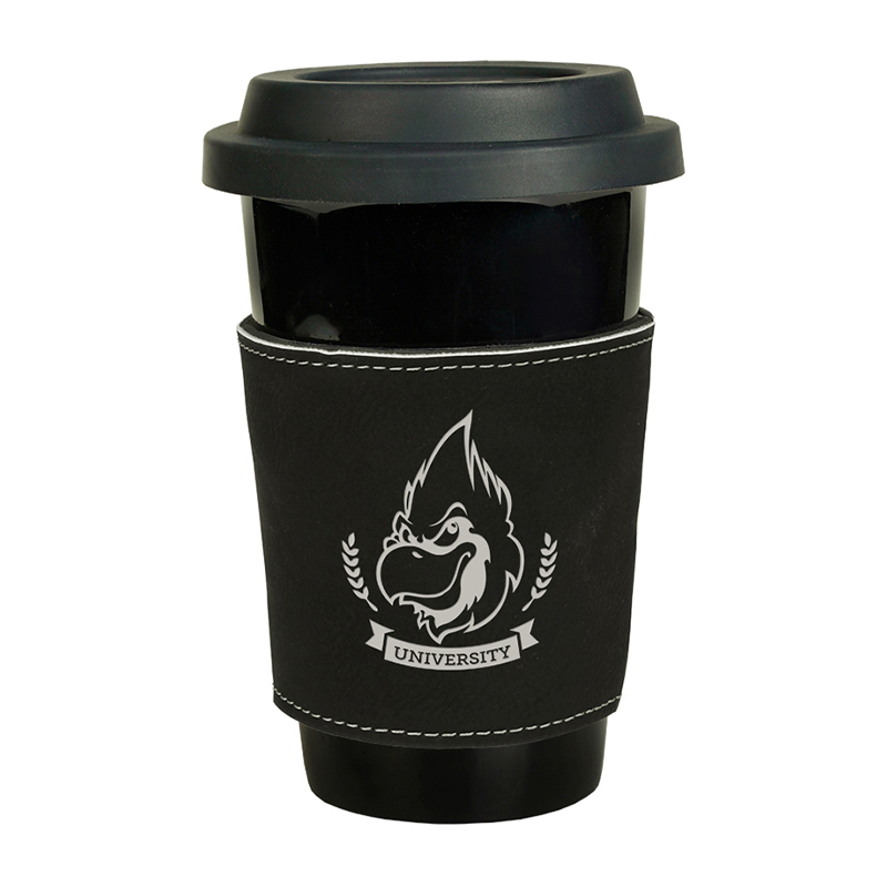 Lasierbare Kunstleder-Tassenhülle Lasierbare Kunstleder-Tassenhülle