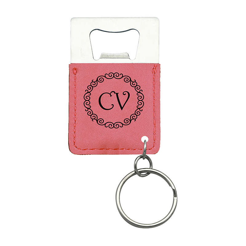 Laserbarer rechteckiger Flaschenöffner-Schlüsselanhänger aus Kunstleder Laserbarer rechteckiger Flaschenöffner-Schlüsselanhänger aus Kunstleder