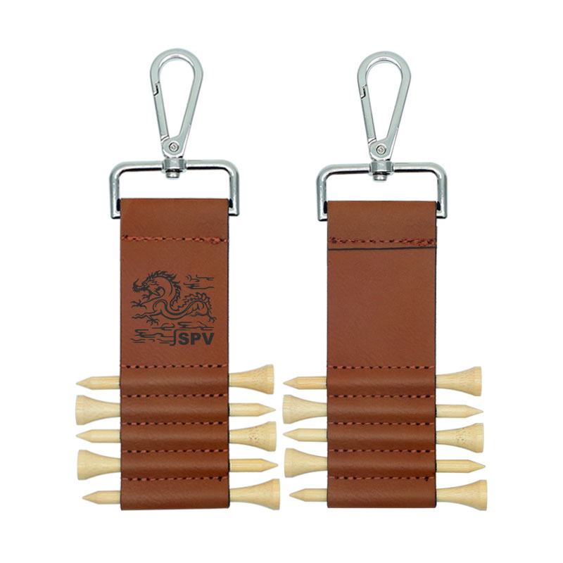 Laserbarer Kunstleder-Golftaschenanhänger-Schlüsselanhänger Mit 5 Holztees Laserbarer Kunstleder-Golftaschenanhänger-Schlüsselanhänger Mit 5 Holztees