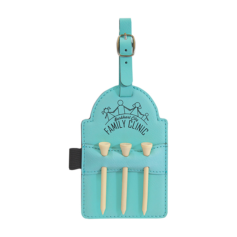 Laserbarer Kunstleder-Golftaschenanhänger Mit Tees Laserbarer Kunstleder-Golftaschenanhänger Mit Tees