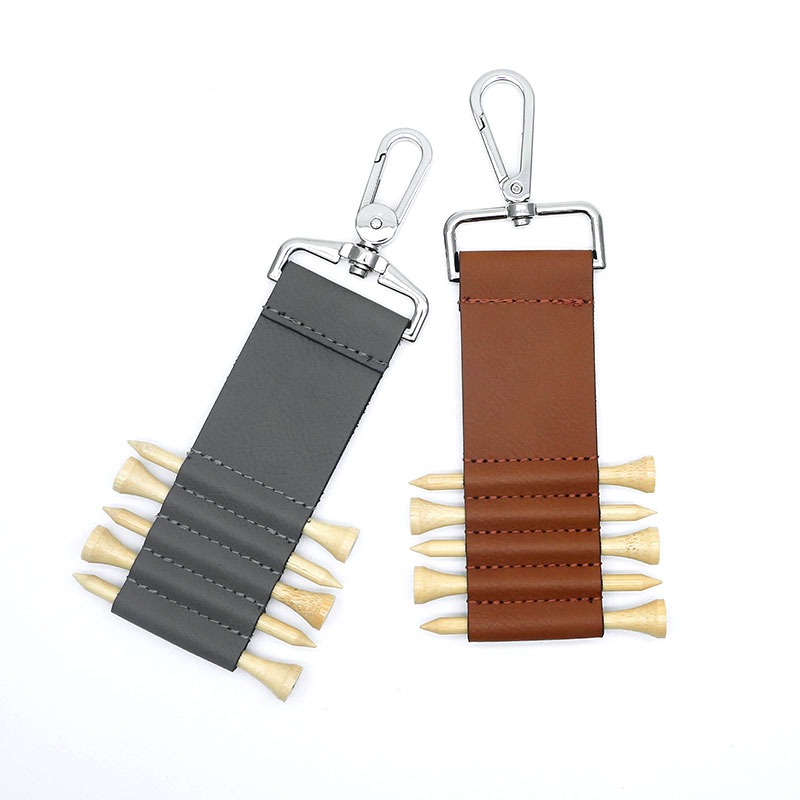 Laserbarer Kunstleder-Golftaschenanhänger-Schlüsselanhänger Mit 5 Holztees Laserbarer Kunstleder-Golftaschenanhänger-Schlüsselanhänger Mit 5 Holztees
