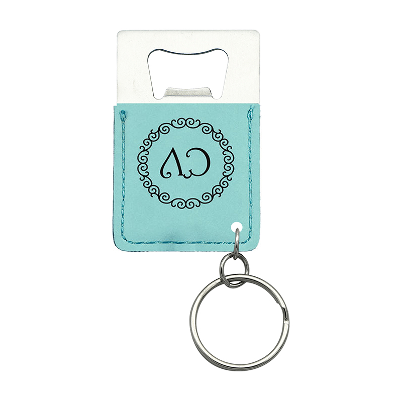 Laserbarer rechteckiger Flaschenöffner-Schlüsselanhänger aus Kunstleder Laserbarer rechteckiger Flaschenöffner-Schlüsselanhänger aus Kunstleder