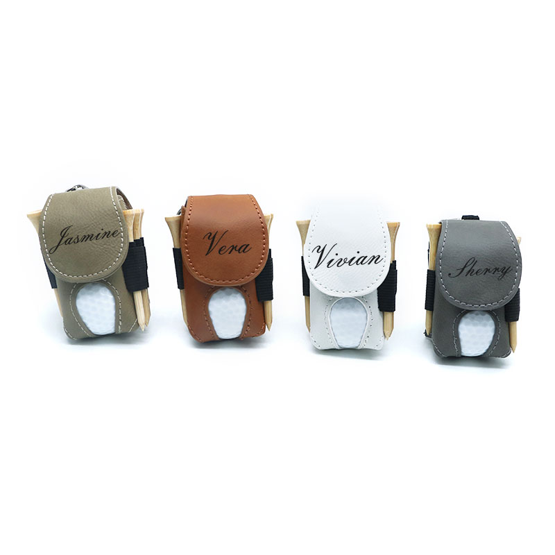 Laserbarer Kunstleder-Golfballhalter Mit 5 Holztees