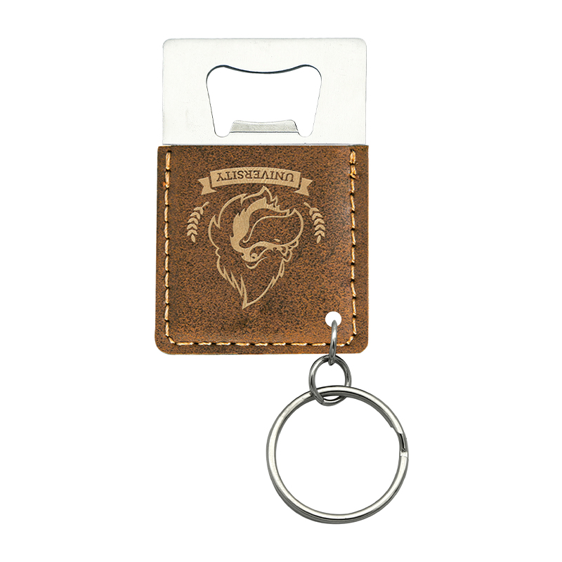 Laserbarer rechteckiger Flaschenöffner-Schlüsselanhänger aus Kunstleder Laserbarer rechteckiger Flaschenöffner-Schlüsselanhänger aus Kunstleder