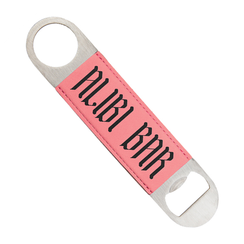 Laserbarer Flaschenöffner aus Kunstleder Laserbarer Flaschenöffner aus Kunstleder