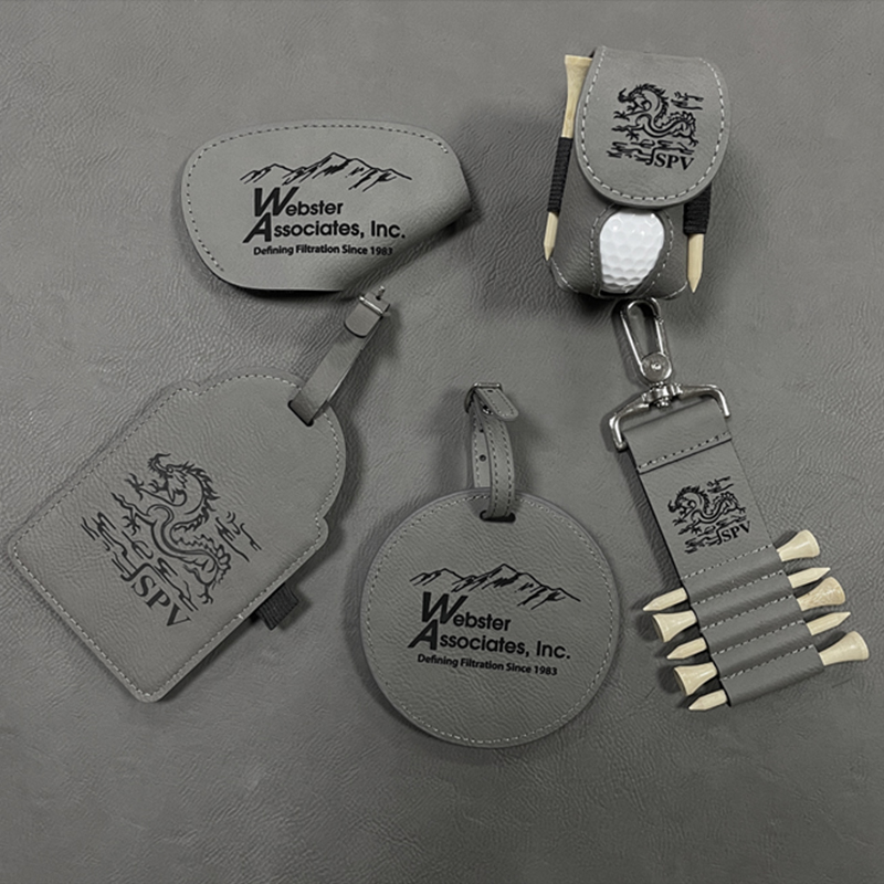 Laserbarer Kunstleder-Golftaschenanhänger Mit Tees Laserbarer Kunstleder-Golftaschenanhänger Mit Tees