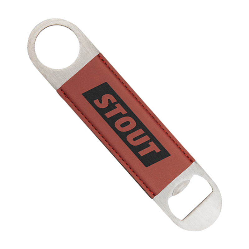 Laserbarer Flaschenöffner aus Kunstleder Laserbarer Flaschenöffner aus Kunstleder